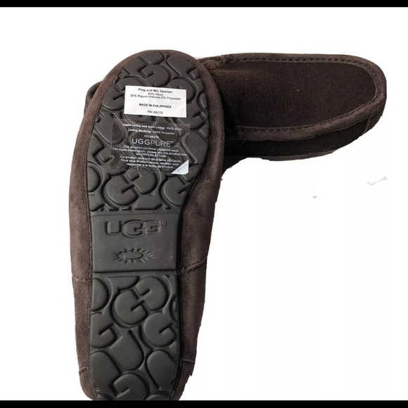 UGG Ascot Suede Wool Moccasin Slippers 8 Espresso - Picture 6 of 6